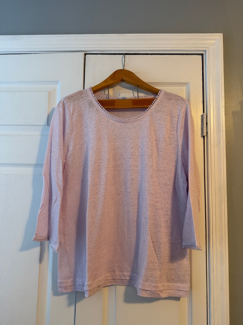J. Jill Pale Orchid Scoop Neck Long Sleeve Top with Bauble Trim